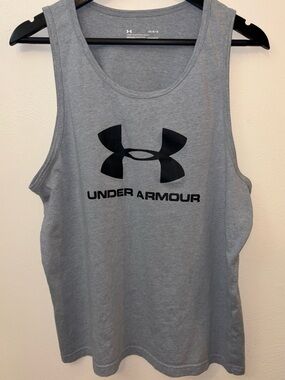 Under Armour Light Gray Tank with Black Logo - Large